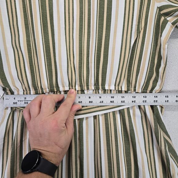 Naif Wrap Mini Dress Womens Medium V Neck Tie Waist Flounce Hem Stripped New - Picture 9 of 10